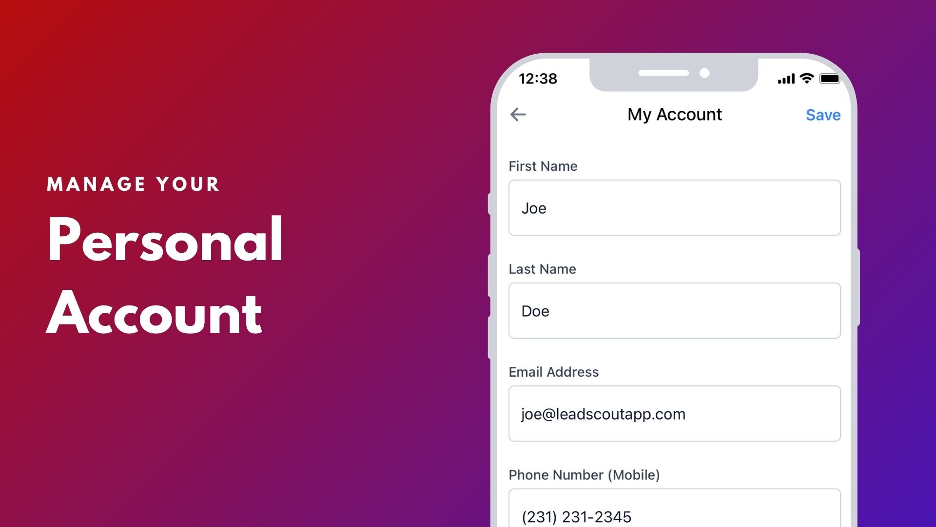 Manage your personal account